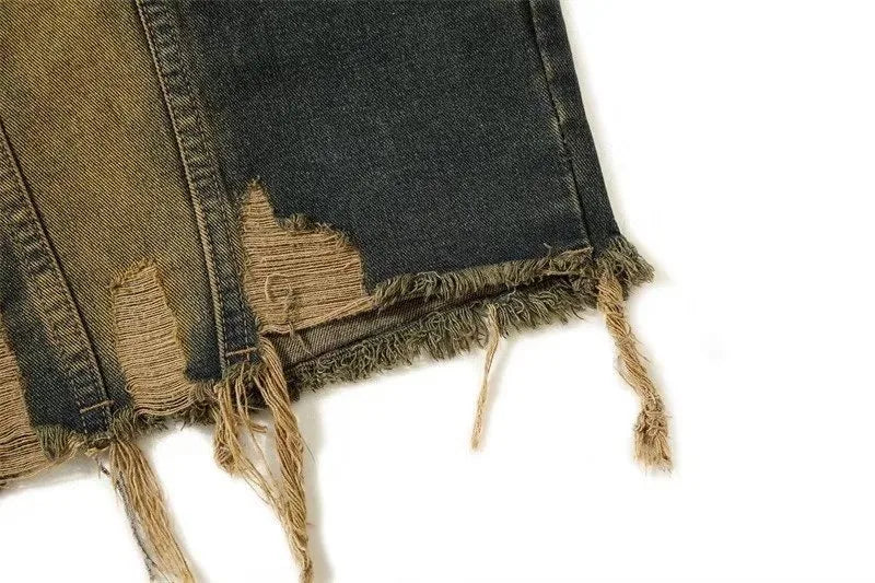 Cowboy Style Distressed Denim Vest