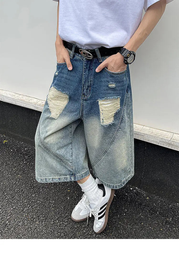 Original Gradient Cozy Vibes Washed Patched Jorts