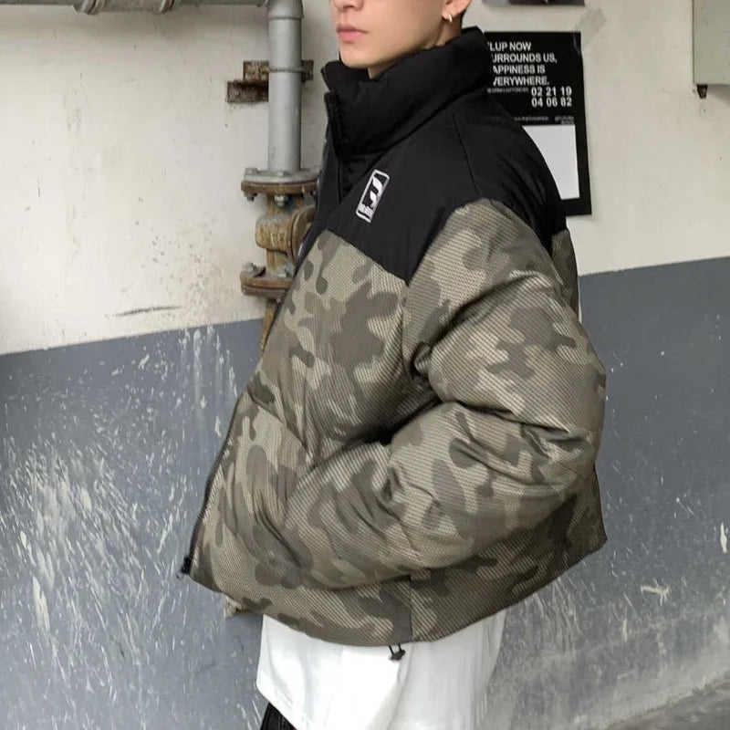 Winter Camouflage Patchwork Cotton Padded Jacket