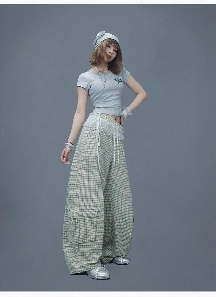 Apricot Pearl Check Dance Pants