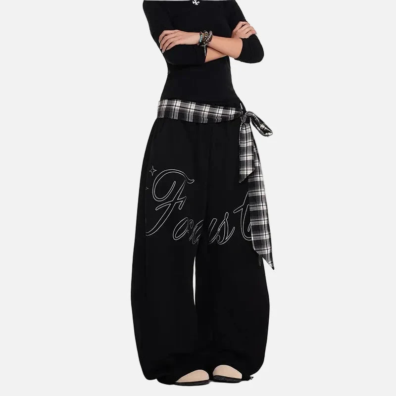 Chic Patchwork Drawstring Elastic Waist Jogger