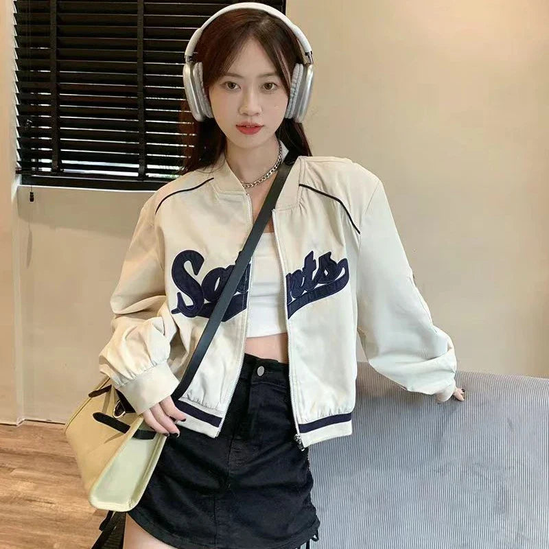 Women Stylish Embroidered Baseball Jacket