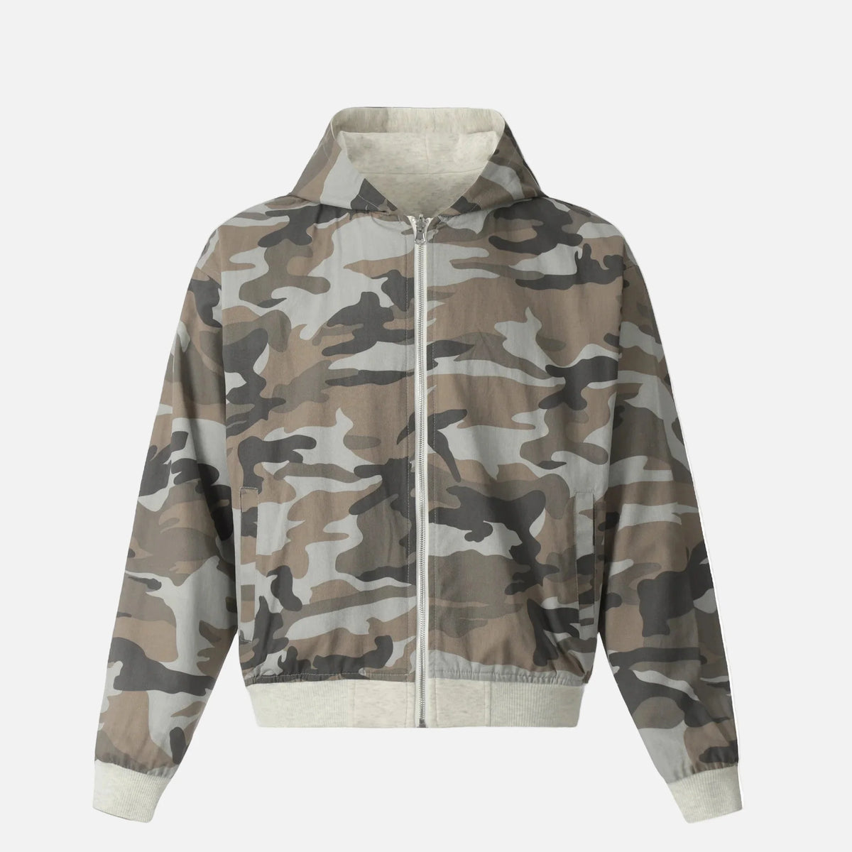 Double Sided Camouflage Zipper Hooded Sweatshirt