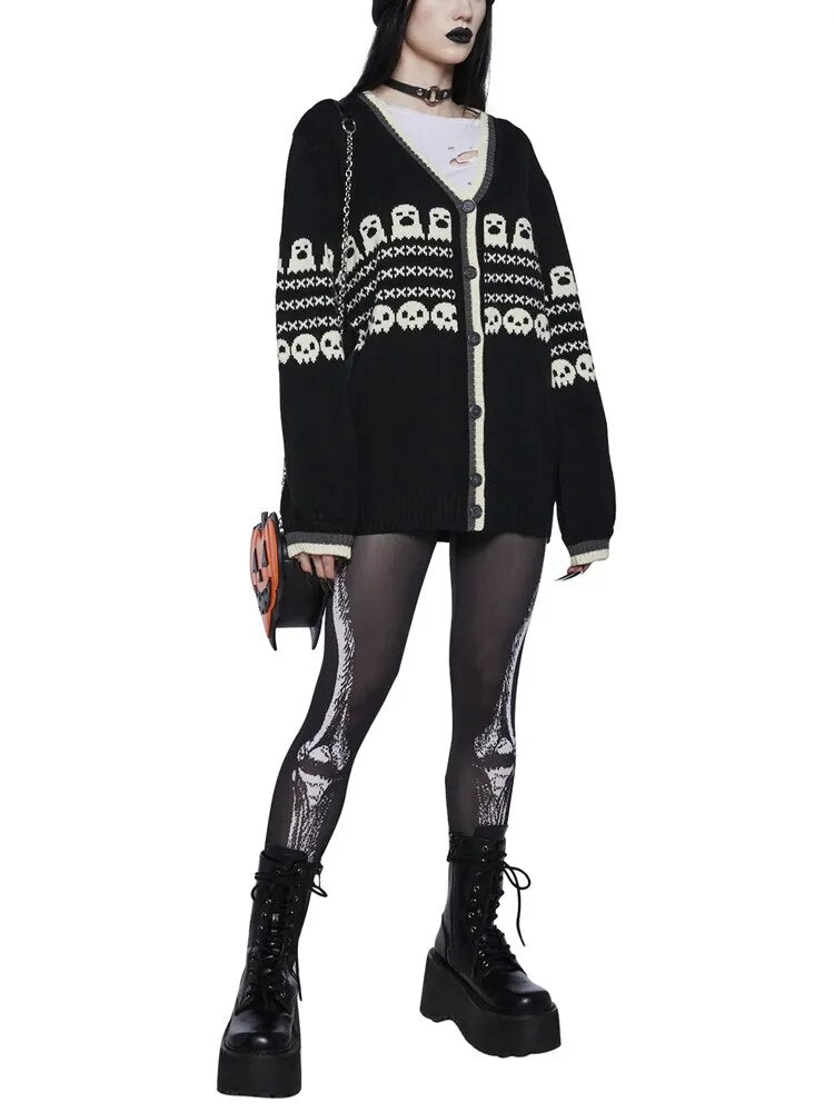 Halloween Retro Skulls & Ghosts Sweater