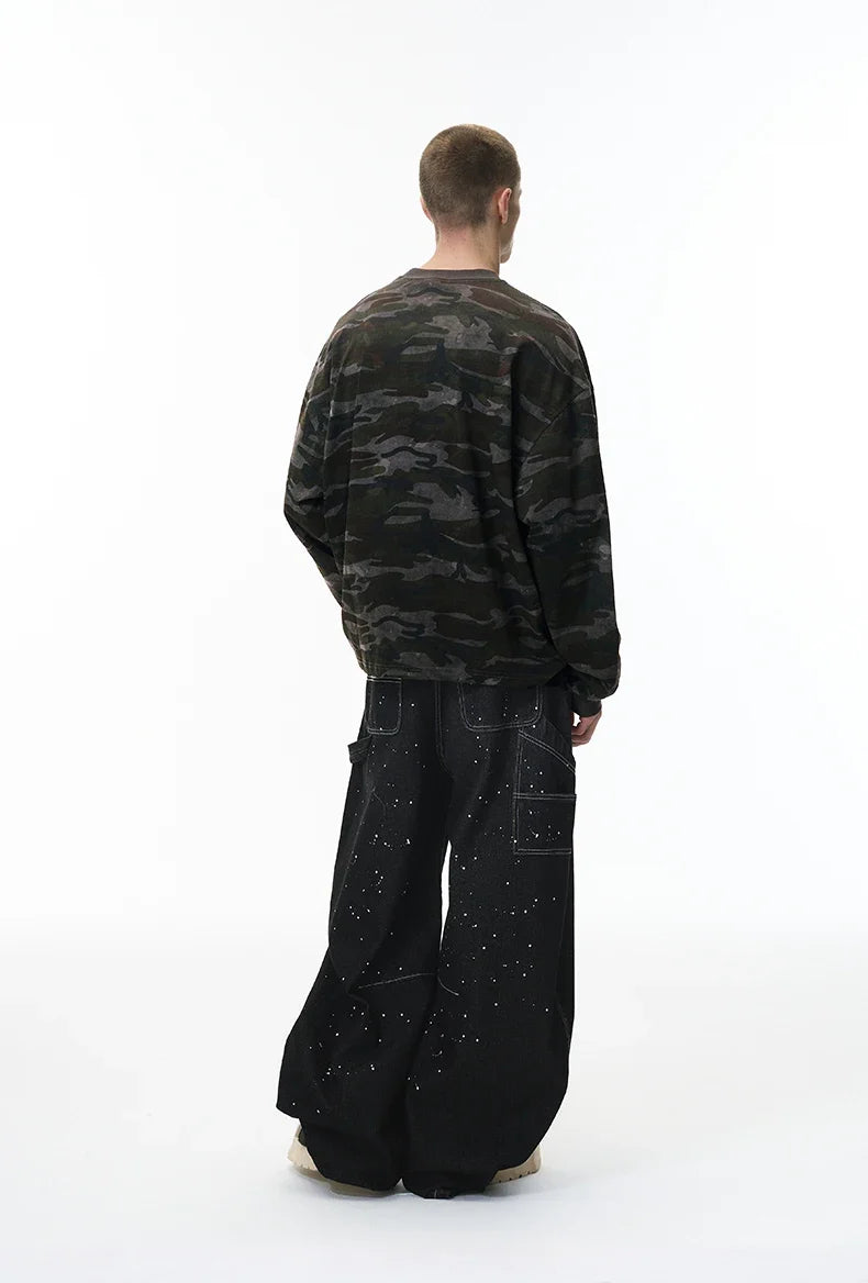 Versatile Camouflage Round Neck Sweatshirt
