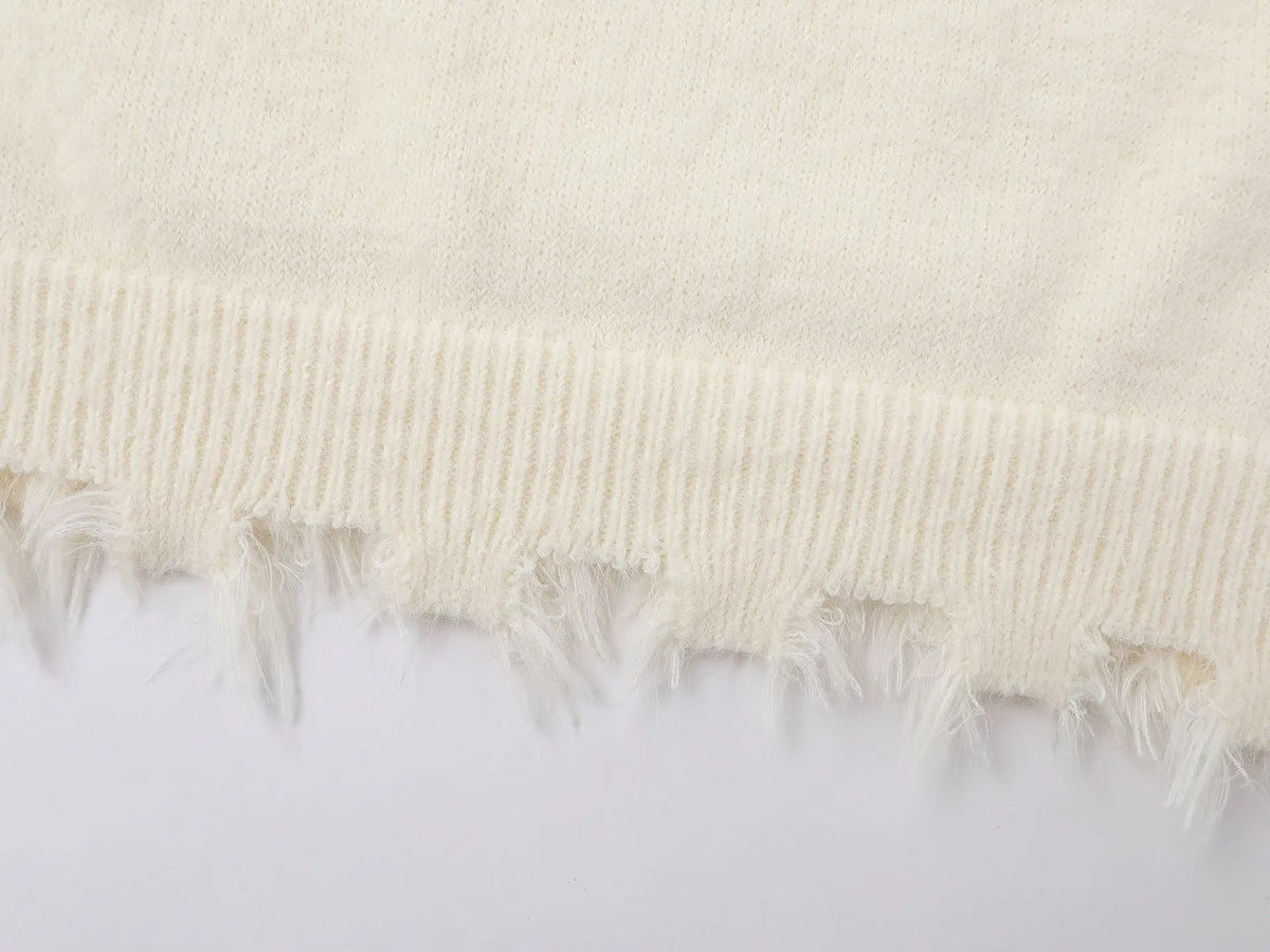Cozy Aesthetic Distressed Knit Sweater