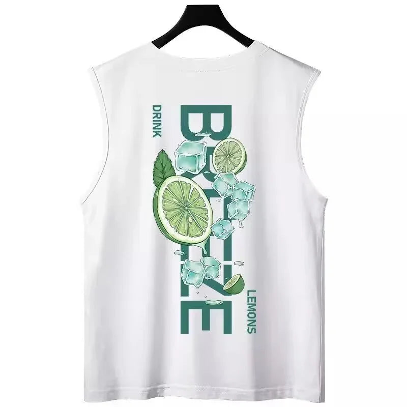 Lemon Graphic Print Sleeveless Tank T-Shirt