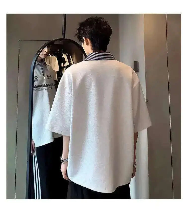 Stylish Loose Lapel Casual Short Sleeve Polo T-shirt