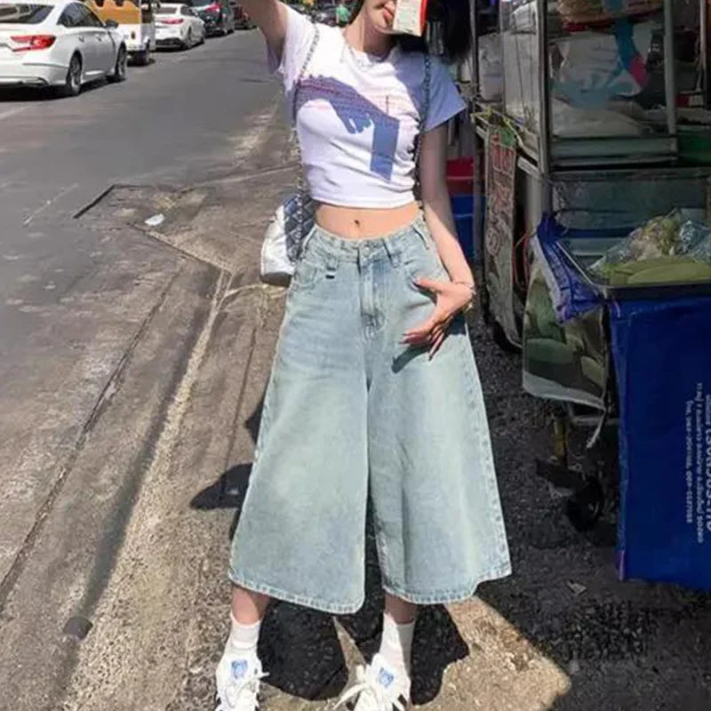 Y2K Wide-Leg Denim Jorts
