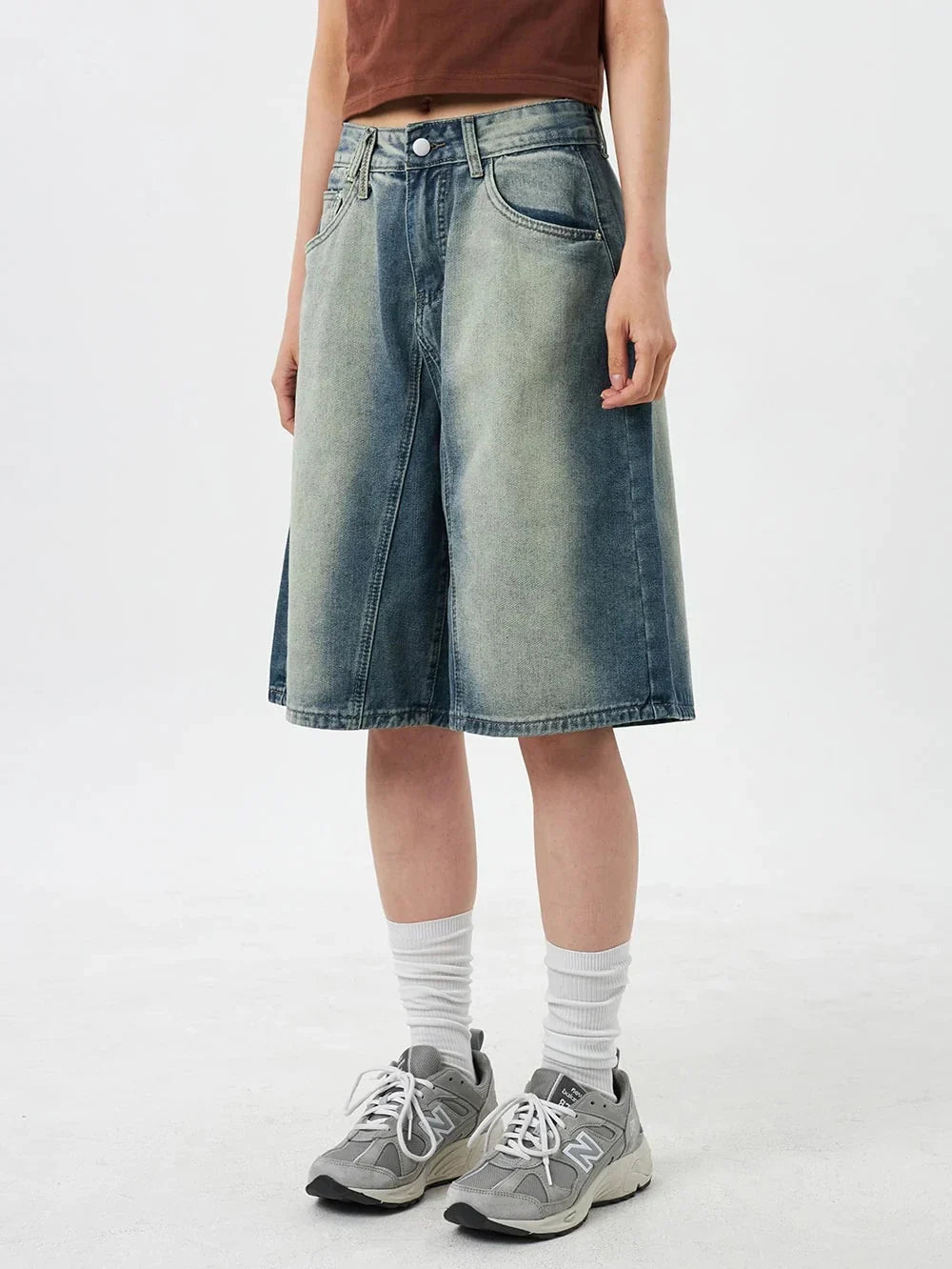 Vintage Ombre Wide Leg Denim Short