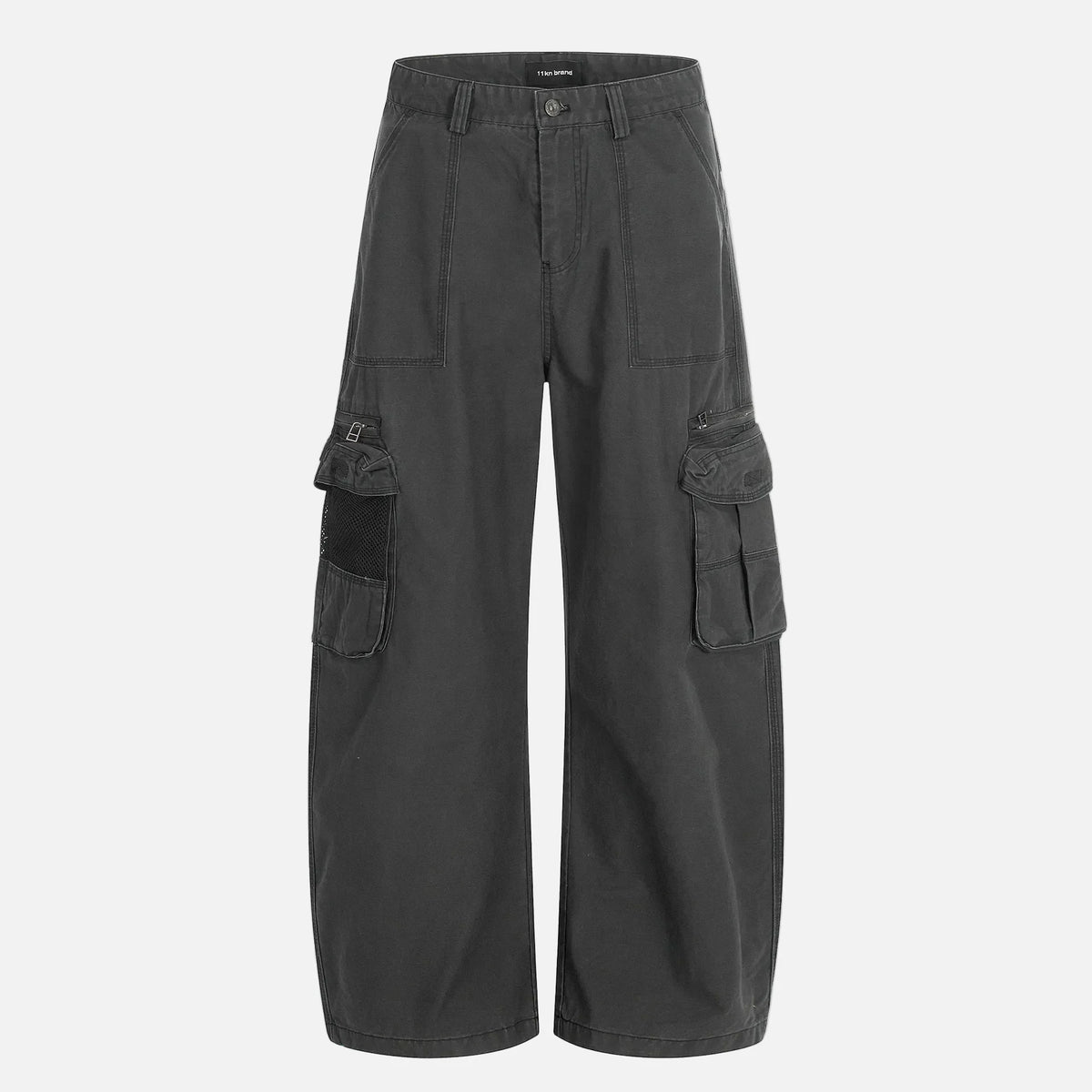 Retro Solid Color Wide Leg Cargo Pants