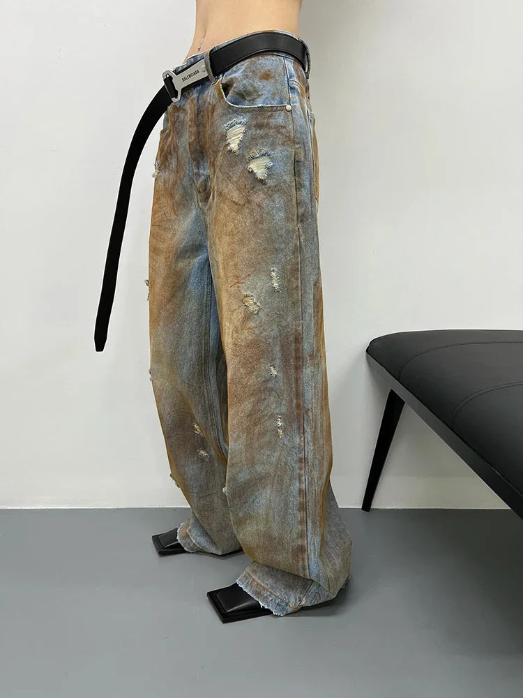 Blue Tie Dye Aesthetic Baggy Jeans