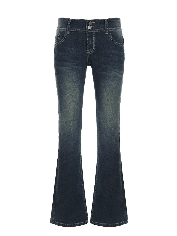 Y2K Vintage Flared Button-Up Low Jeans