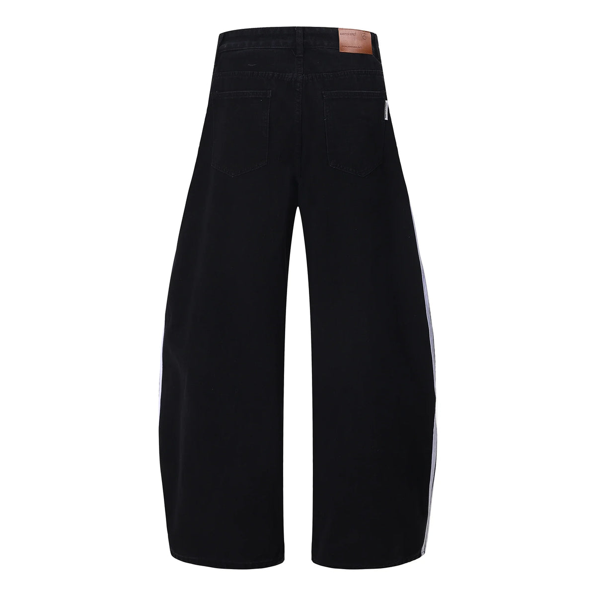 Black Baggy Arc Shaped Vertical Jeans
