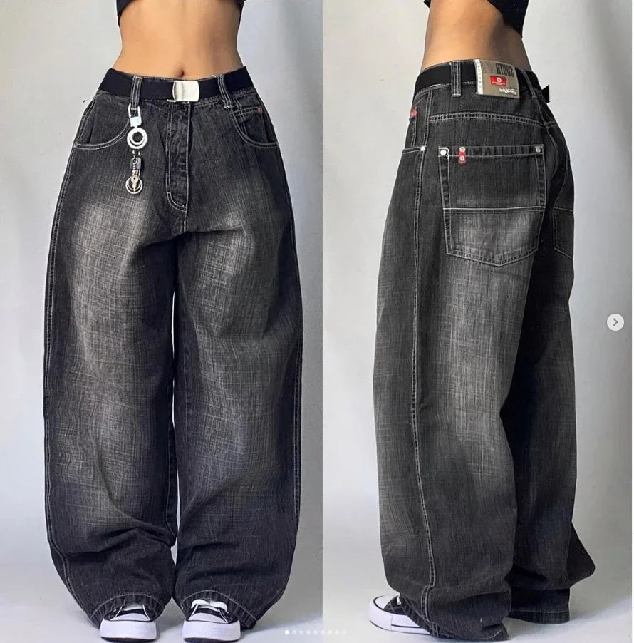 Washed Baggy High Waist Wide Jeans