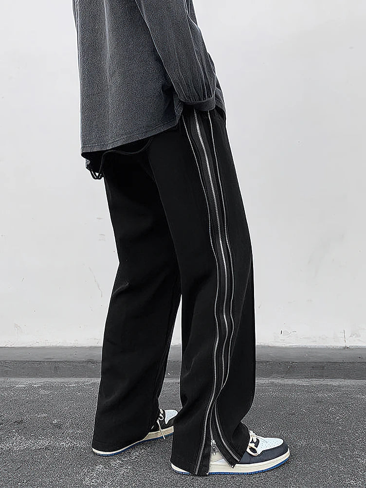 Black Loose Casual Side Split Pants