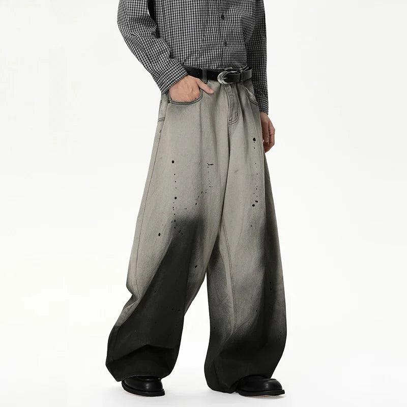 Splash Ink Gradient Color Wide Leg Jeans