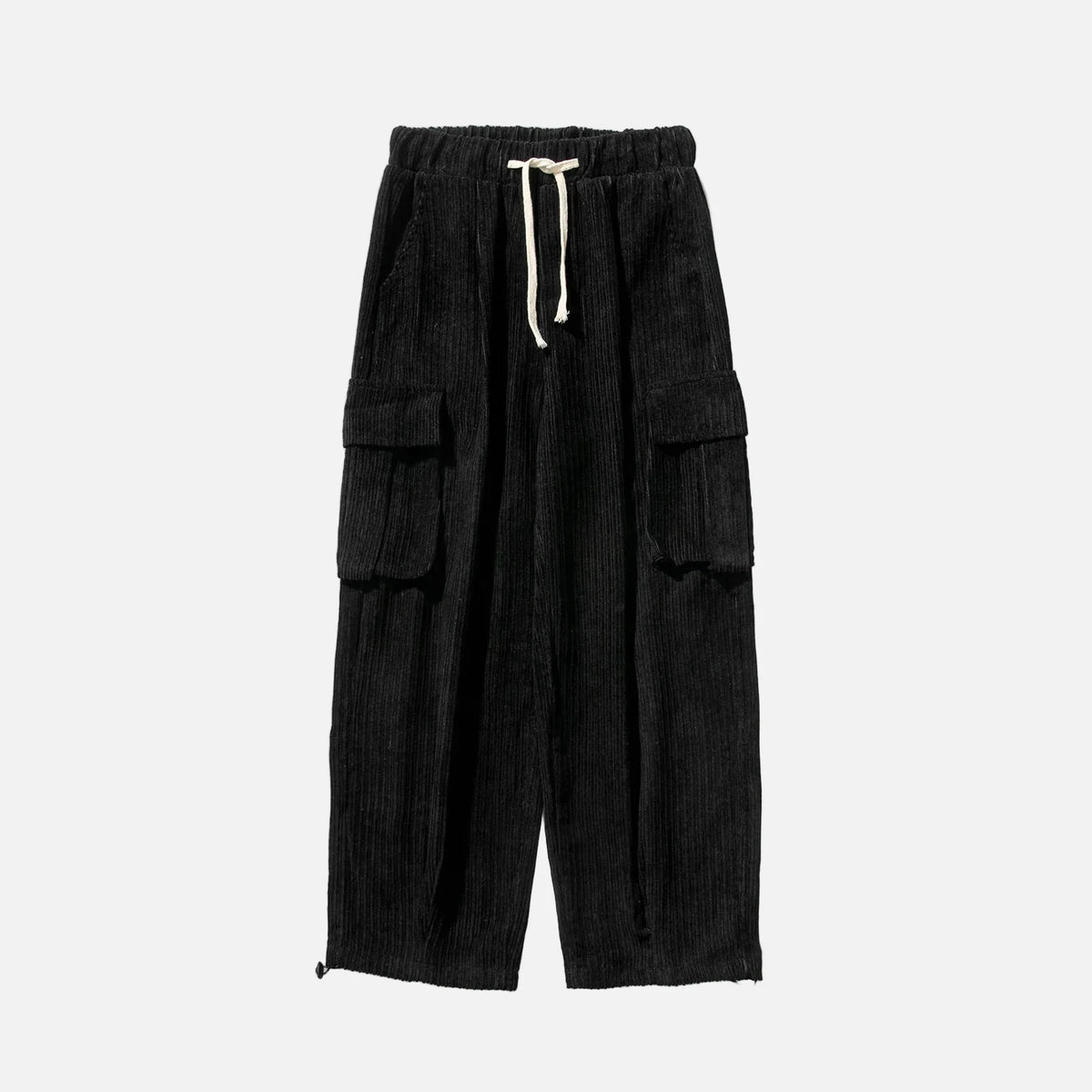 Flattering Corduroy Elastic Waist Cargo Sweatpants