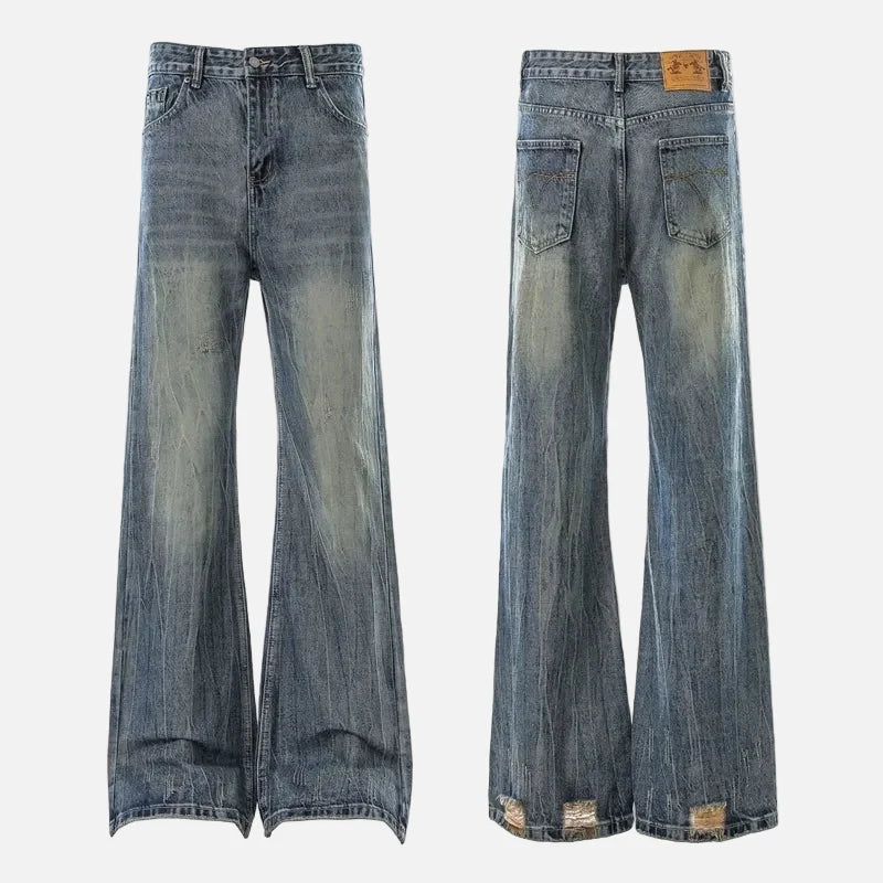 Streetwear Lightning Pattern Vintage Wide Leg Jeans