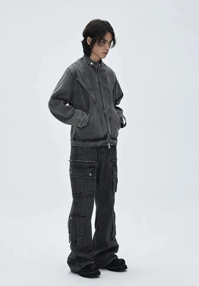 Essential Patchwork Multi Pockets Denim Jacket