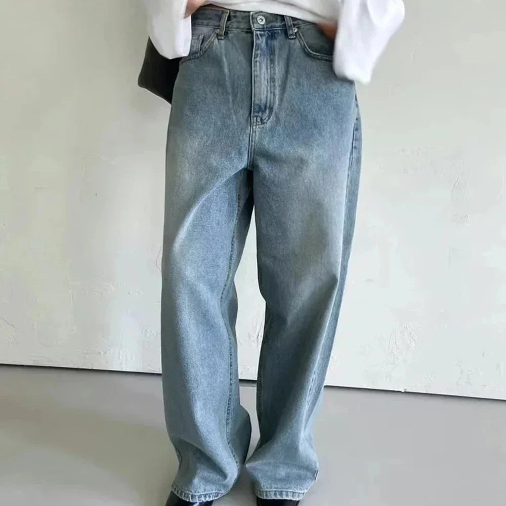 Long-lasting Patchwork Button Loose Jeans