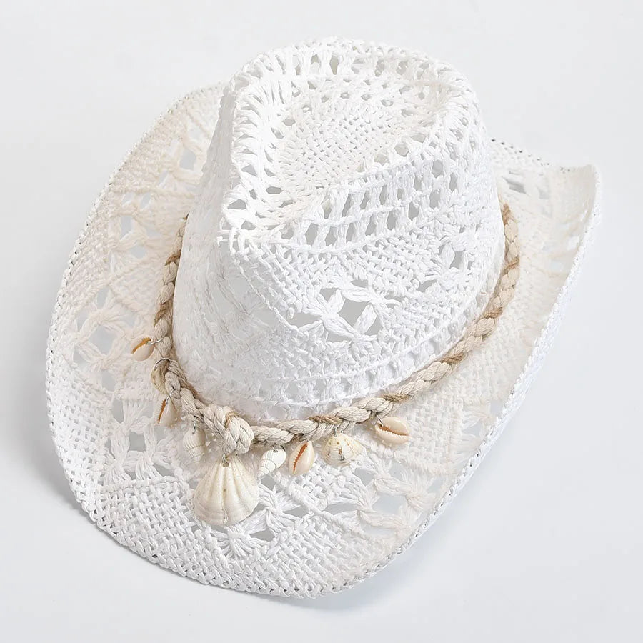 Shell Straw Cowboy Swim Hat