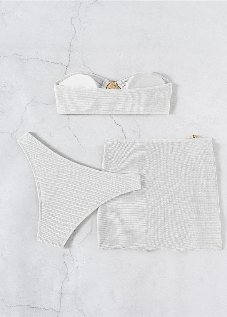 Strapless Draped Bikini Set