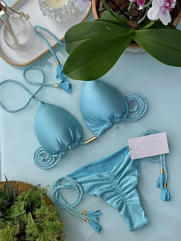 Tassel Tie Bikini Set