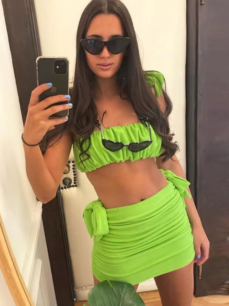 Y2K Bandeau Top & Skirt Two Piece Set