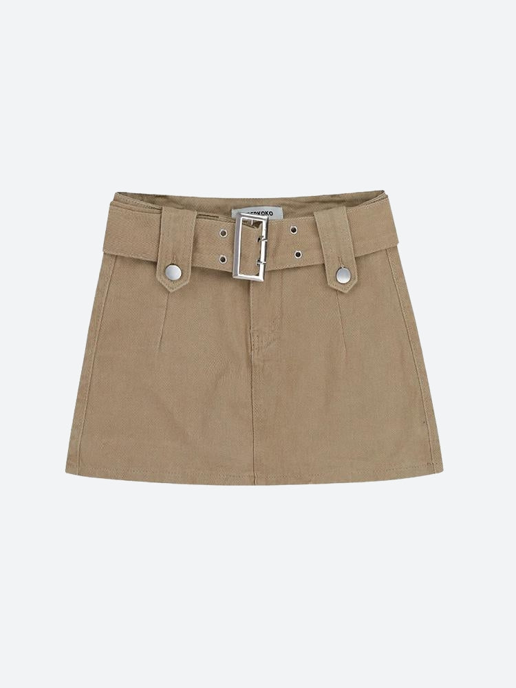 Y2K Belted Denim Mini Skirt