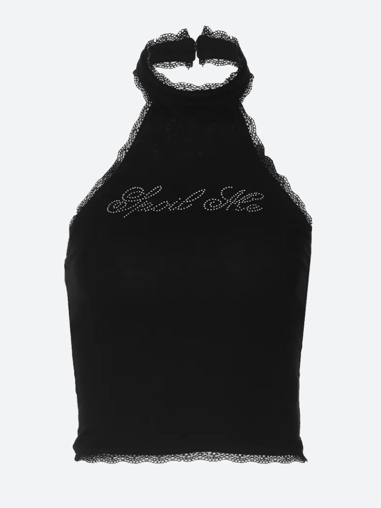 Y2K Black Halter Top