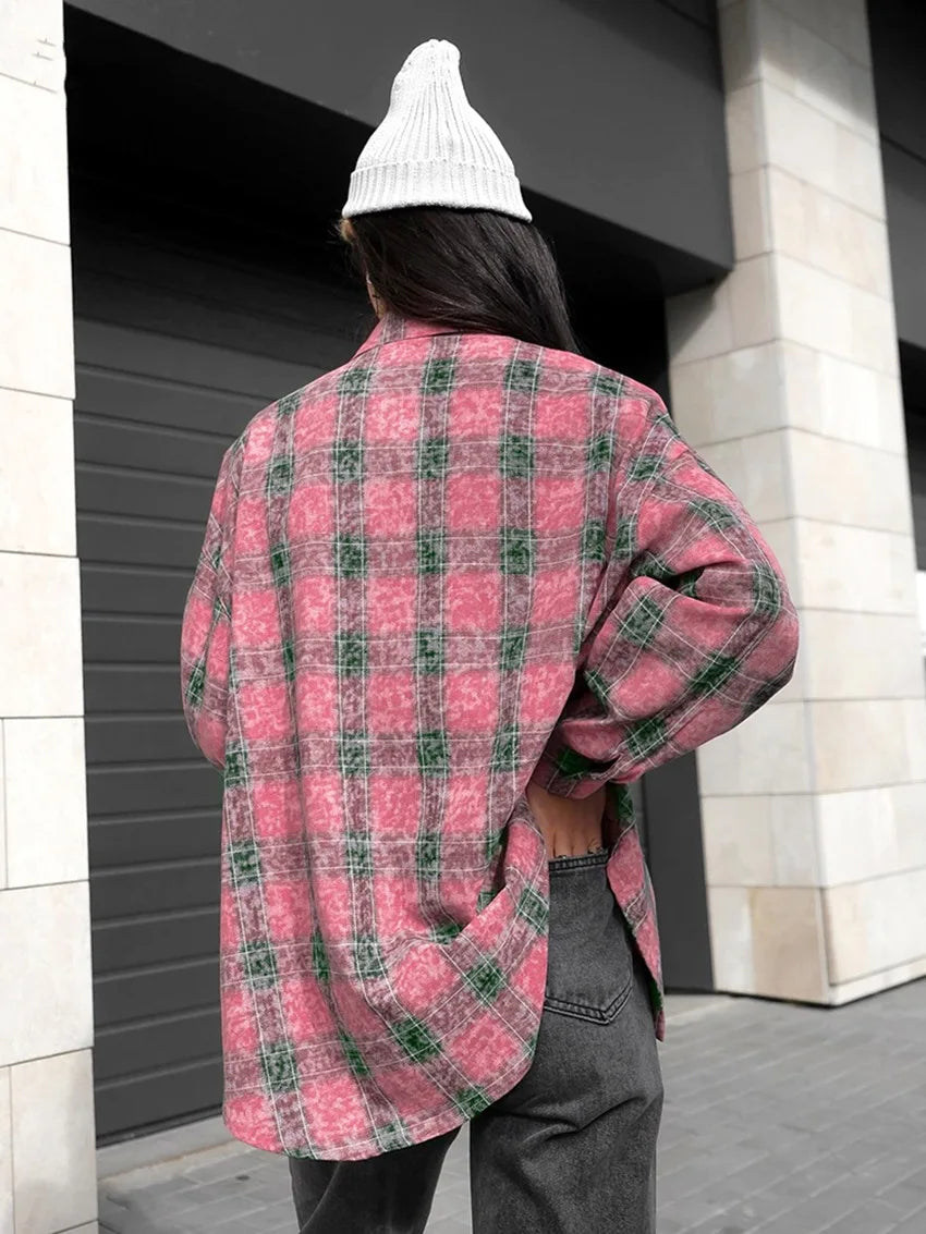 Y2K Checkered Oversized Shirt