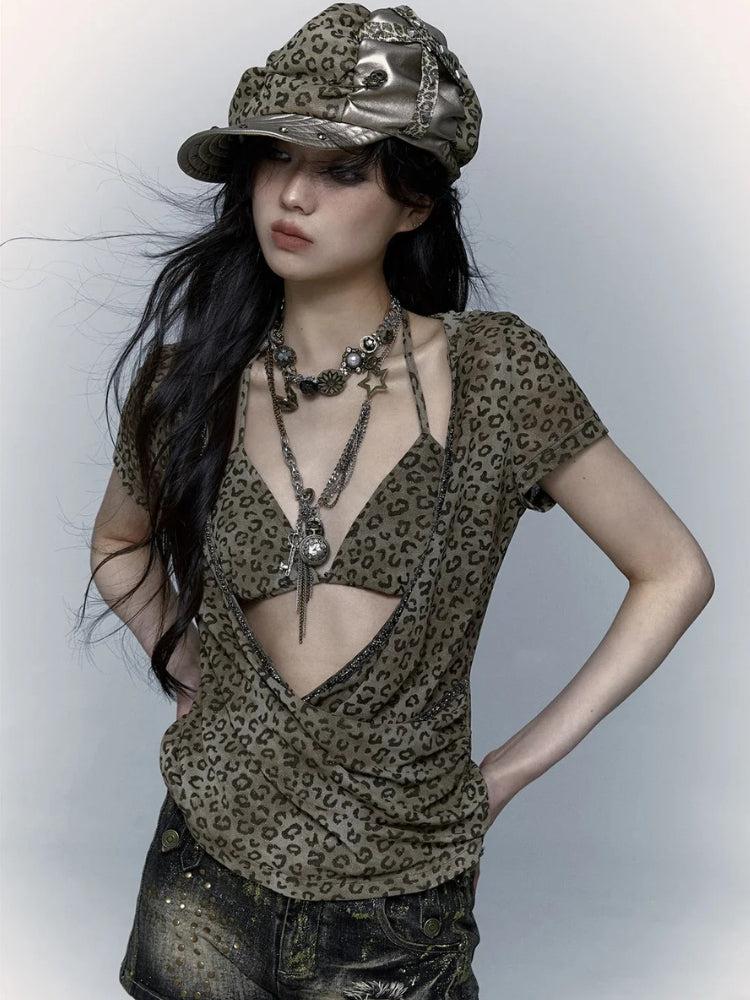 Y2K Cut-Out Leopard Top