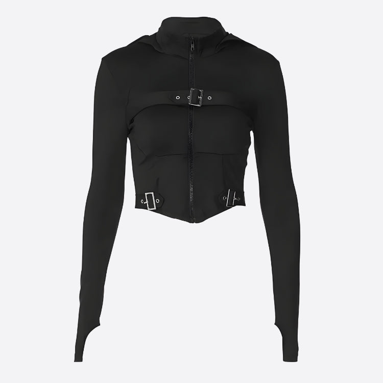 Y2K Cyber Zip-Up Crop Jacket