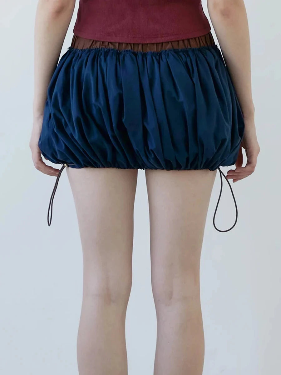 Y2K Drawstring Bubble Mini Skirt
