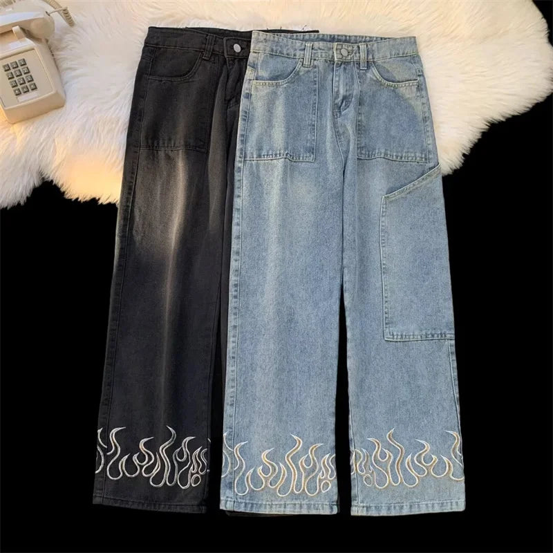 Y2K Flame Wide Leg Jeans