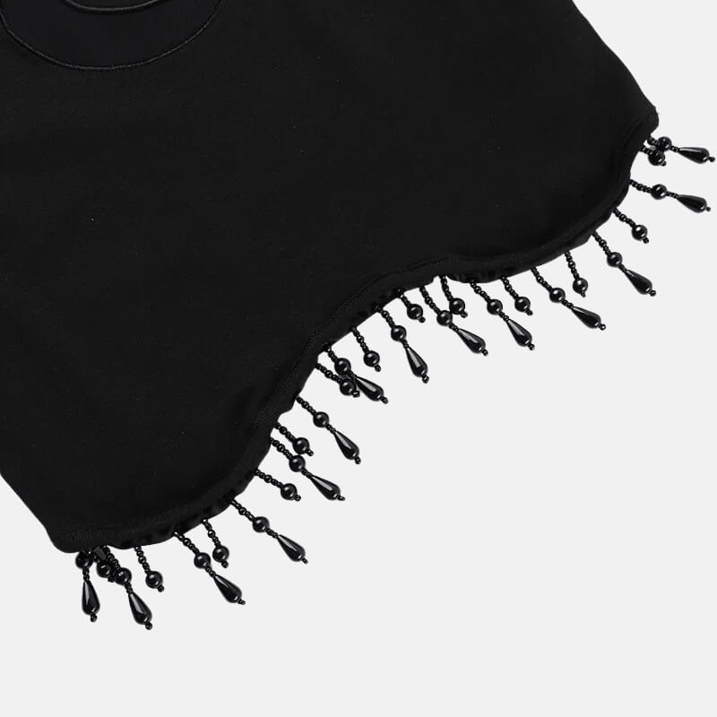Y2K Goth Beaded Crop Top