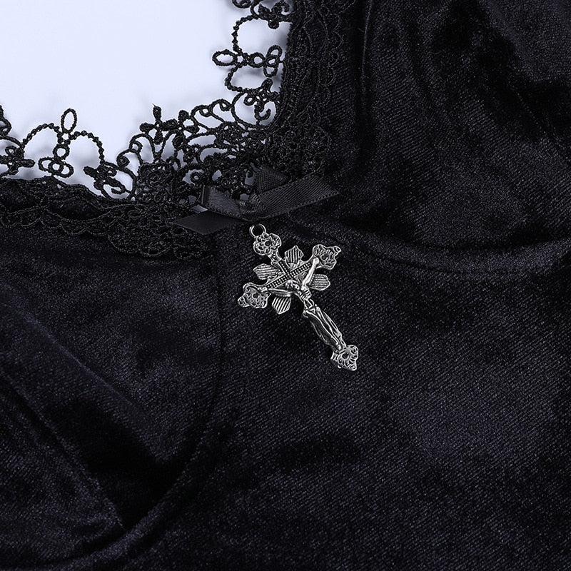 Y2K Goth Cross Mini Dress