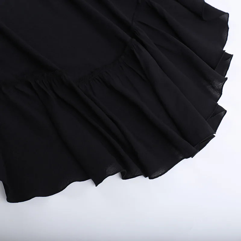 Y2K Goth Layered Asymmetrical Maxi Skirt
