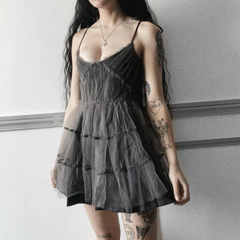 Y2K Goth Patchwork Mini Dress
