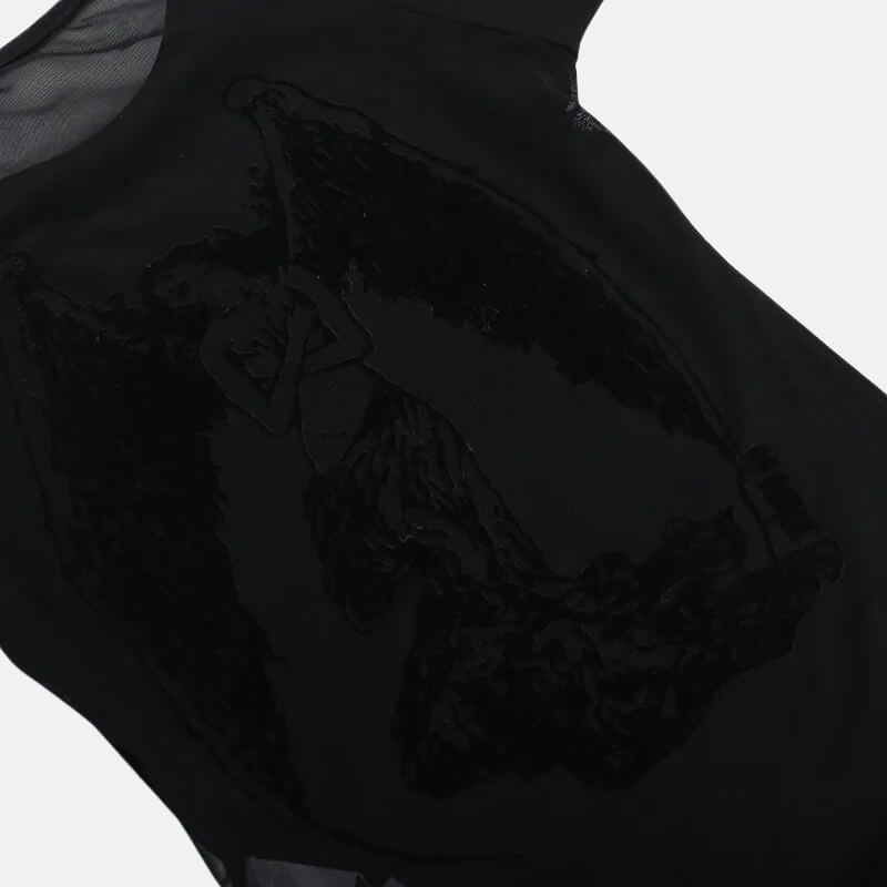 Y2K Goth Sheer Back Top