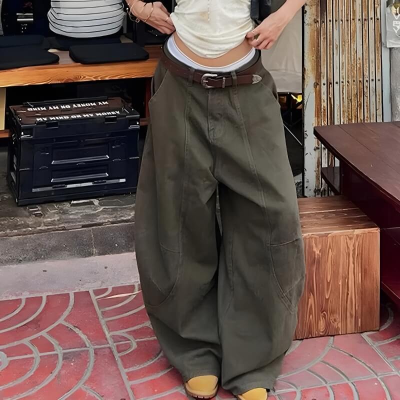 Y2K Green Baggy Cargo Pants
