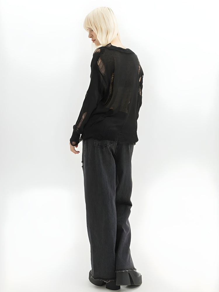 Y2K Grunge Cross Zip-Up Jeans
