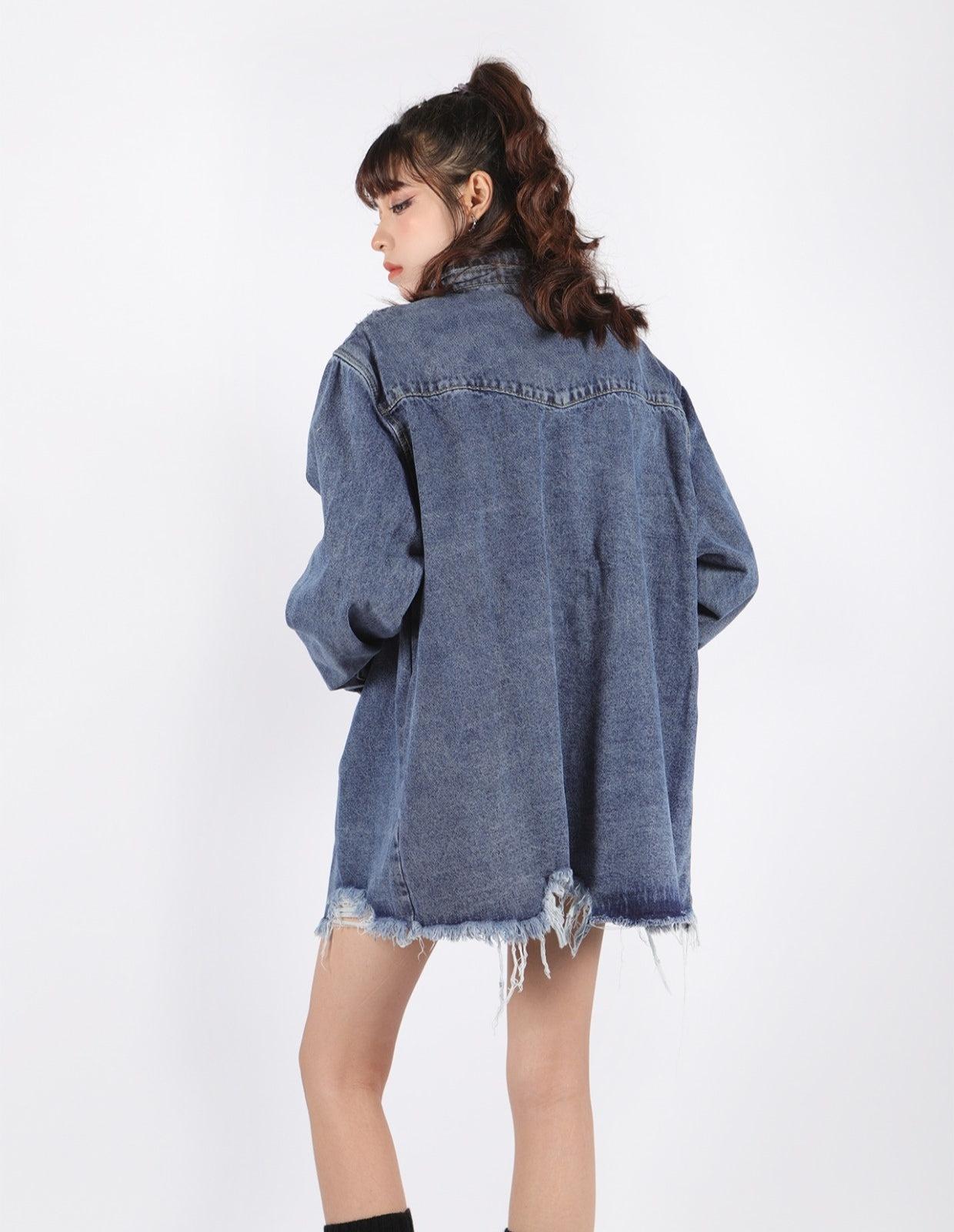 Y2K Grunge Distressed Denim Jacket