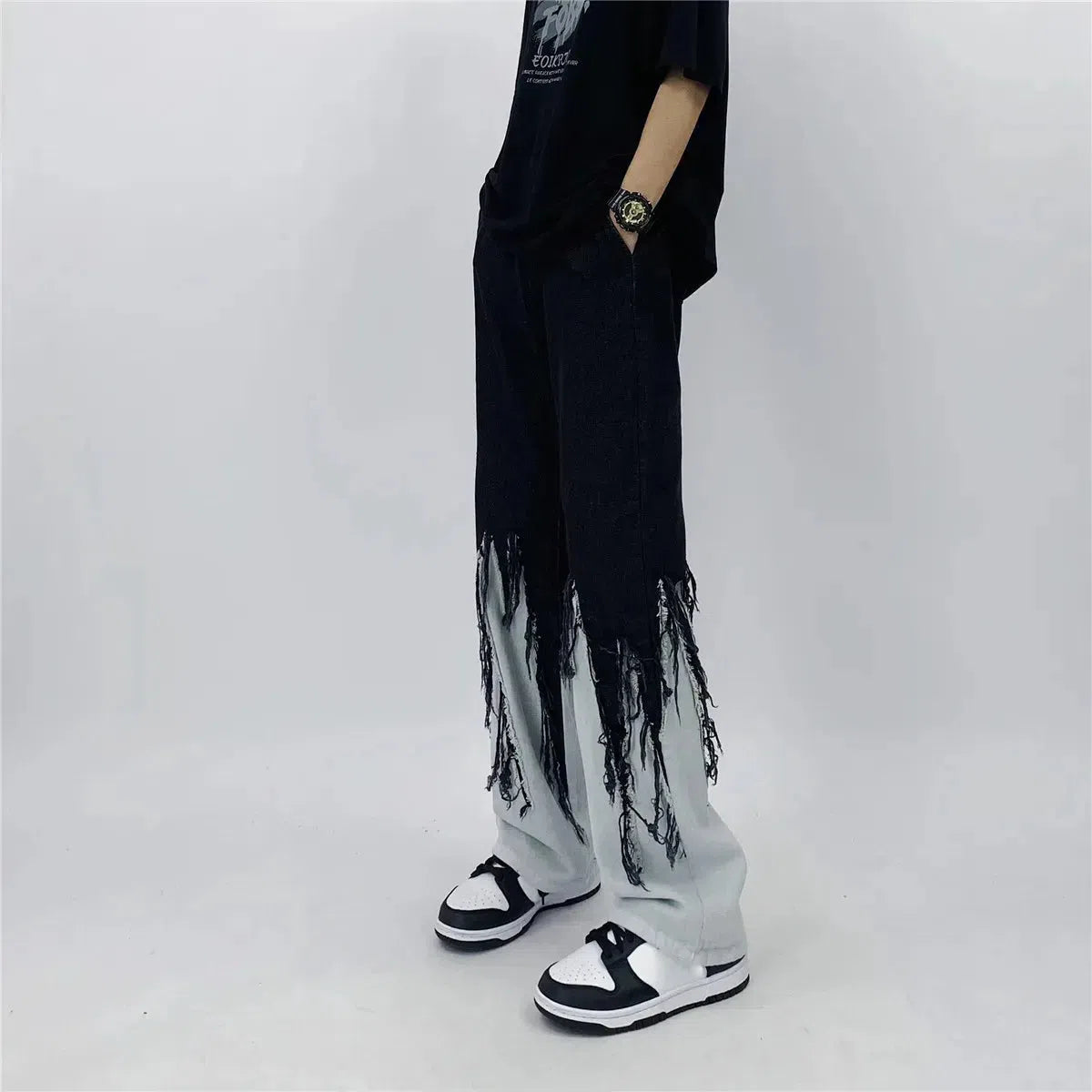 Y2K Grunge Fringed Jeans