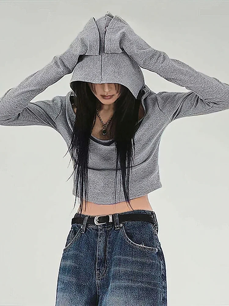 Y2K Grunge Off Shoulder Hoodie