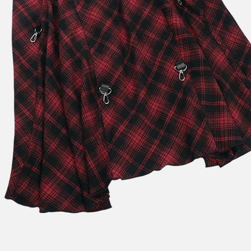Y2K Grunge Plaid Hitch-Up Skirt