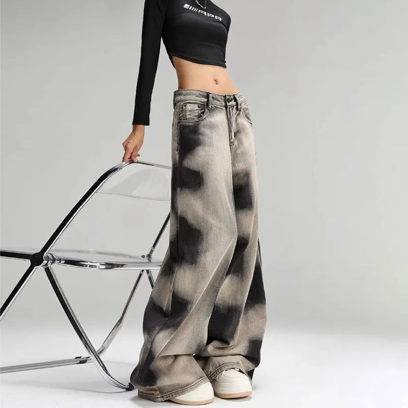 Y2K Grunge Sprayed Jeans