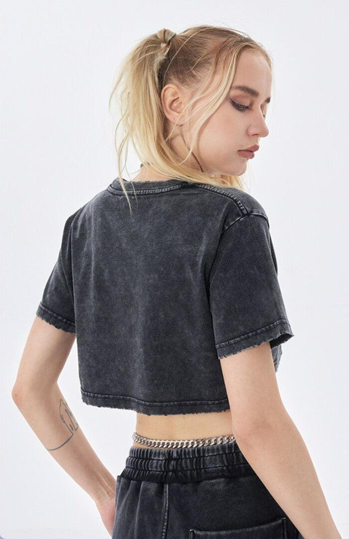 Y2K Grunge Washed Crop Top