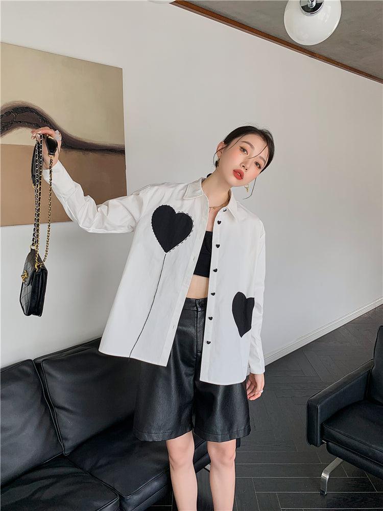 Y2K Heart Button-Up Shirt